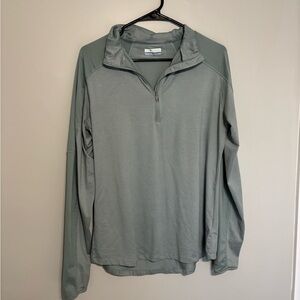 Columbia Light Green Striped Quarter-Zip Pullover, great condition